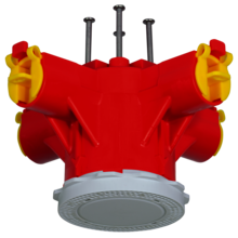 Lampendübel MT Crallo-Star Ø45×85mm mit Montagering 4×M20/M25 rot