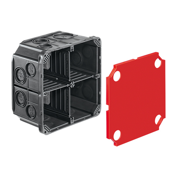 UP-Einlasskasten HSB Vario, für Beton, Leichtbau, 2×2, 130×130×70mm halogenfrei